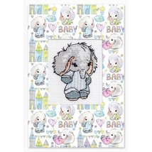 Luka-s keresztszemesen hímezhető képeslap készlet - Fiú elefánt