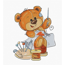 Luka-s keresztszemes készlet Teddy Bear - Tű és cérna 