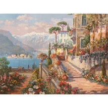 Gobelin előfestett alap DMC HÍMZŐFONALLAL 40x30 cm - Virágos látkép 4007