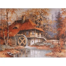 Gobelin előfestett alap DMC HÍMZŐFONALLAL 40x30 cm - Erdei malom 4070