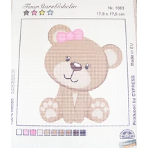 Gobelin alap gyerekeknek hímzőfonalakkal - Lány maci