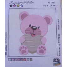 Gobelin alap gyerekeknek hímzőfonalakkal - Rózsaszín maci