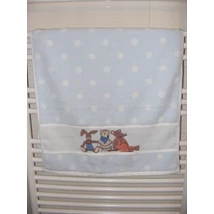 Hímzett törölköző 50x100 kék pöttyös