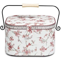 Nagy méretű ovális, virágos varródoboz - Nosztalgia