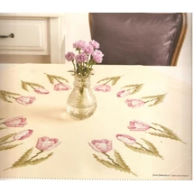 Előnyomott, keresztszemes terítő készlet - Tulipános