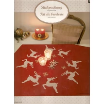 Előnyomott, keresztszemes karácsonyi terítő készlet