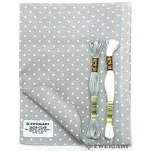 Belfast fehér pöttyös szürke len vászon 32 ct 140 cm széles