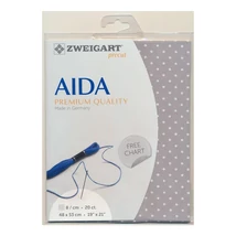 Zweigart precut 20 ct szürke pöttyös aida 48*53 cm