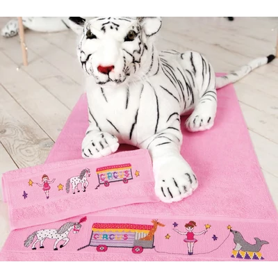 Hímezhető Törölköző 50x100 pink színű