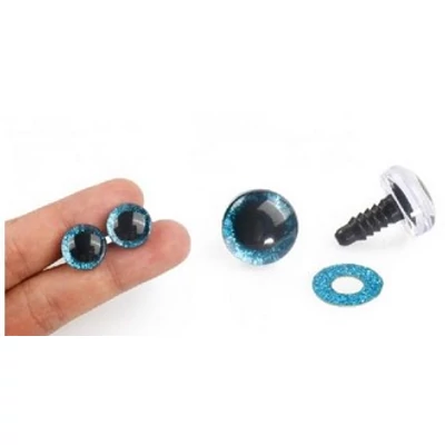 Csillámos biztonsági szem 1 pár - kék  12 mm