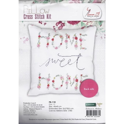 Keresztszemesen hímezhető párna készlet - Home sweet home