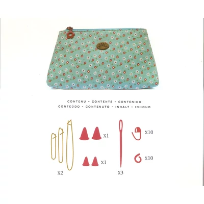 Virágmintás kék neszesszer kiegészítőkkel