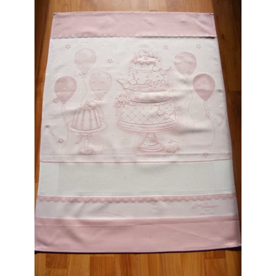 Hímezhető konyharuha-Torta mintás-rózsaszín-60x75