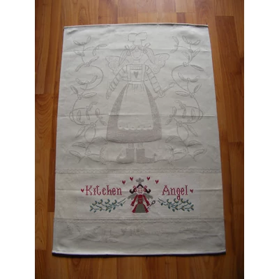 Hímzett konyharuha téli angyalka mintás