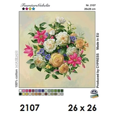 Gobelin 26x26 - Rózsacsokor