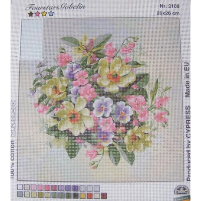 Gobelin előfestett alap DMC HÍMZŐFONALLAL 26x26 - Virág 2108