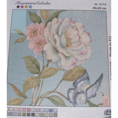 Gobelin előfestett alap DMC HÍMZŐFONALLAL 26x26 - Virág 2114