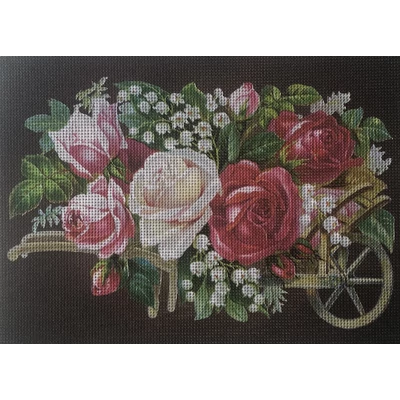 Gobelin 30x22 cm - Virág szekér 2027