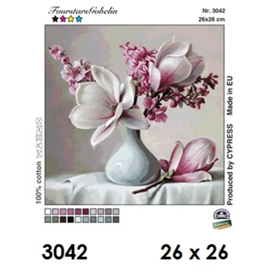 Gobelin előfestett alap 26x26 - Orchidea babarózsával