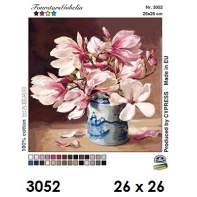 Gobelin előfestett alap FONALLAL 26x26 - Virág kompozíció