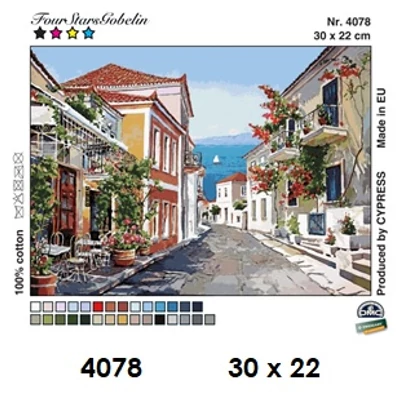 Gobelin előfestett alap FONALLAL 30x22 - Tengerparti város