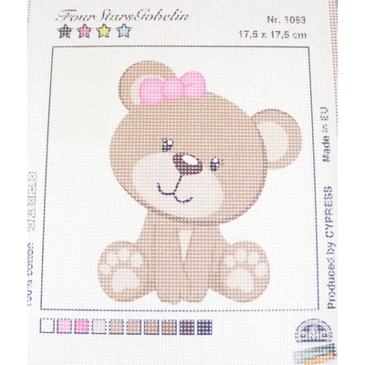 Gobelin alap gyerekeknek hímzőfonalakkal - Lány maci