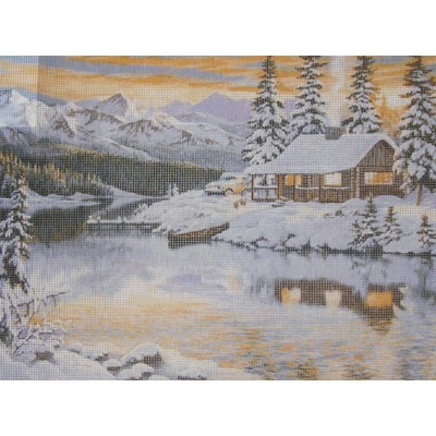 Gobelin előfestett alap DMC HÍMZŐFONALLAL 40x30 - Téli táj 4107