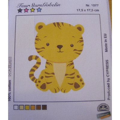 Gobelin alap gyerekeknek hímzőfonalakkal - Tigris