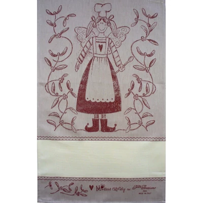 Hímezhető konyharuha-Téli angyalka mintás-piros-45x70