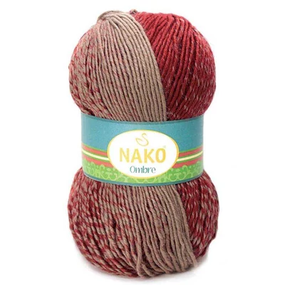 Nako Ombre színátmenetes fonal - 20385 - piros, barna