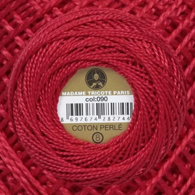 Perlé hímző gyöngyfonal 090 - piros