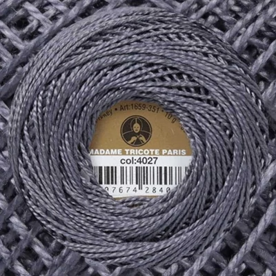 Perlé hímző gyöngyfonal 4027 - szürke