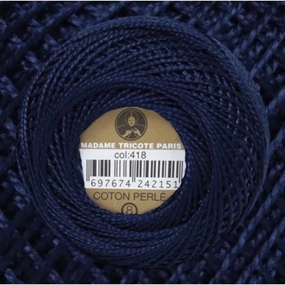 Perlé hímző gyöngyfonal 418 - tengerészkék