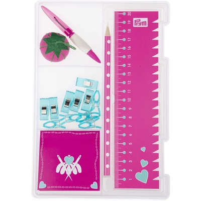 Prym Love kezdő varrókészlet műanyag dobozban - pink színű