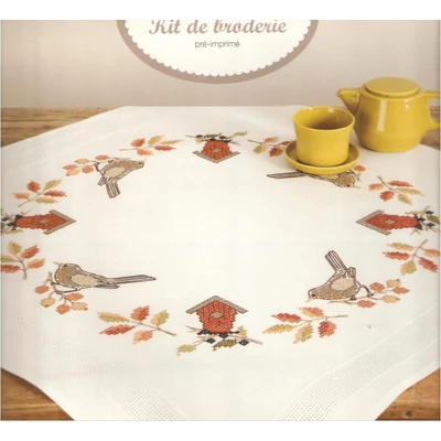 Rico előnyomott keresztszemes terítő készlet 80*80 cm - Madáretető