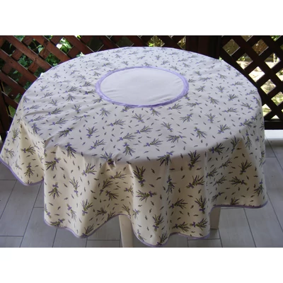 Hímezhető levendulás terítő kerek-lila szegéllyel