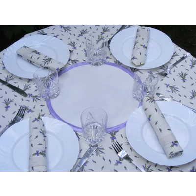 Hímezhető levendulás terítő kerek-lila szegéllyel