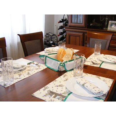 Hímezhető kenyérkosár-levendulás-zöld szegéllyel