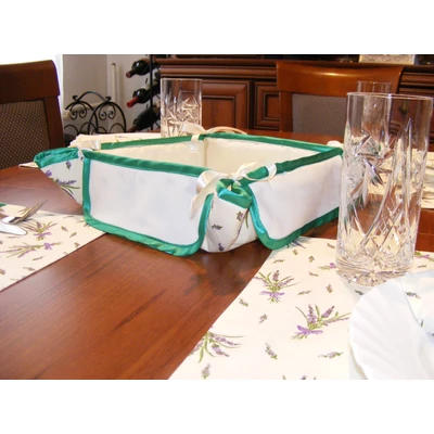 Hímezhető kenyérkosár-levendulás-zöld szegéllyel