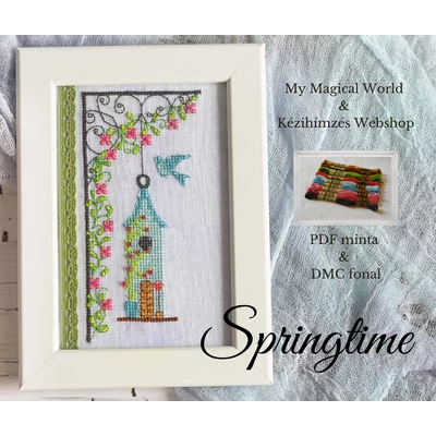 Keresztszemes minta DMC hímzőfonalakkal - Springtime
