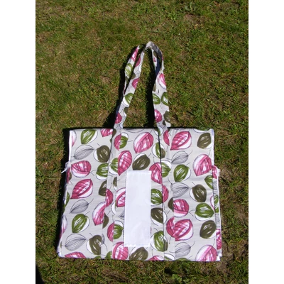 Hímezhető napozó táska-leveles fehér szegéllyel