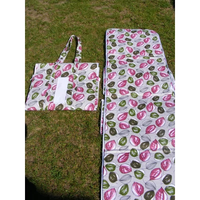 Hímezhető napozó táska-leveles fehér szegéllyel