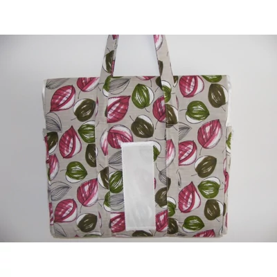 Hímezhető napozó táska-leveles fehér szegéllyel