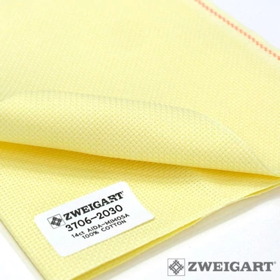 Zweigart aida 14 ct 55 cm széles - sárga