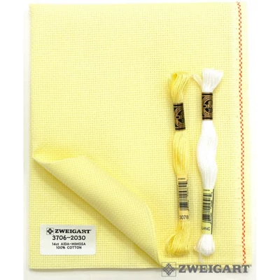 Zweigart aida 14 ct 55 cm széles - sárga