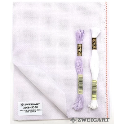 Zweigart aida 14 ct 55 cm széles - levendula lila