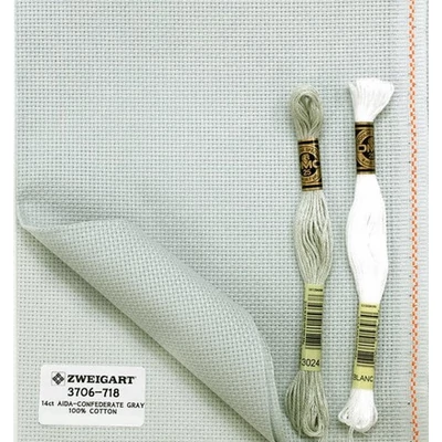 Zweigart aida 14 ct 55 cm széles - szürke