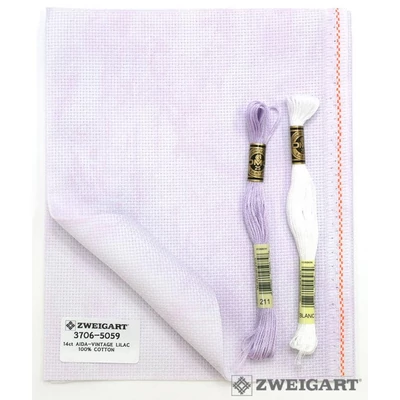 Zweigart aida 14 ct 110 cm széles - vintage lila