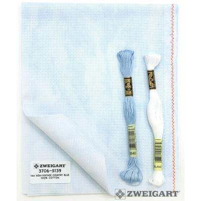 Zweigart aida 14 ct 110 cm széles - vintage kék