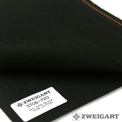 Zweigart precut 14 ct fekete színű aida (kongré) 30*55 cm